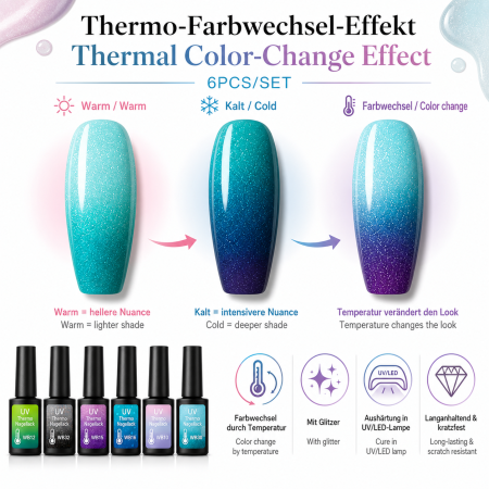 6 pièces UV Thermo Gel Cool Magic Coffret